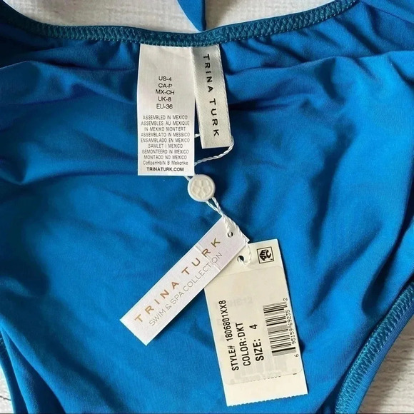 NWT ~ TRINA TURK Getaway Solid Tie Bandeau One Piece Swimsuit - Picture 6 of 7